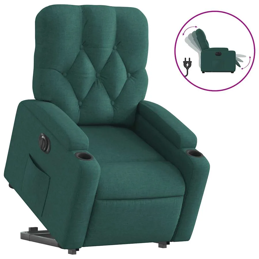 Fauteuil inclinable électrique vert foncé tissu - 2