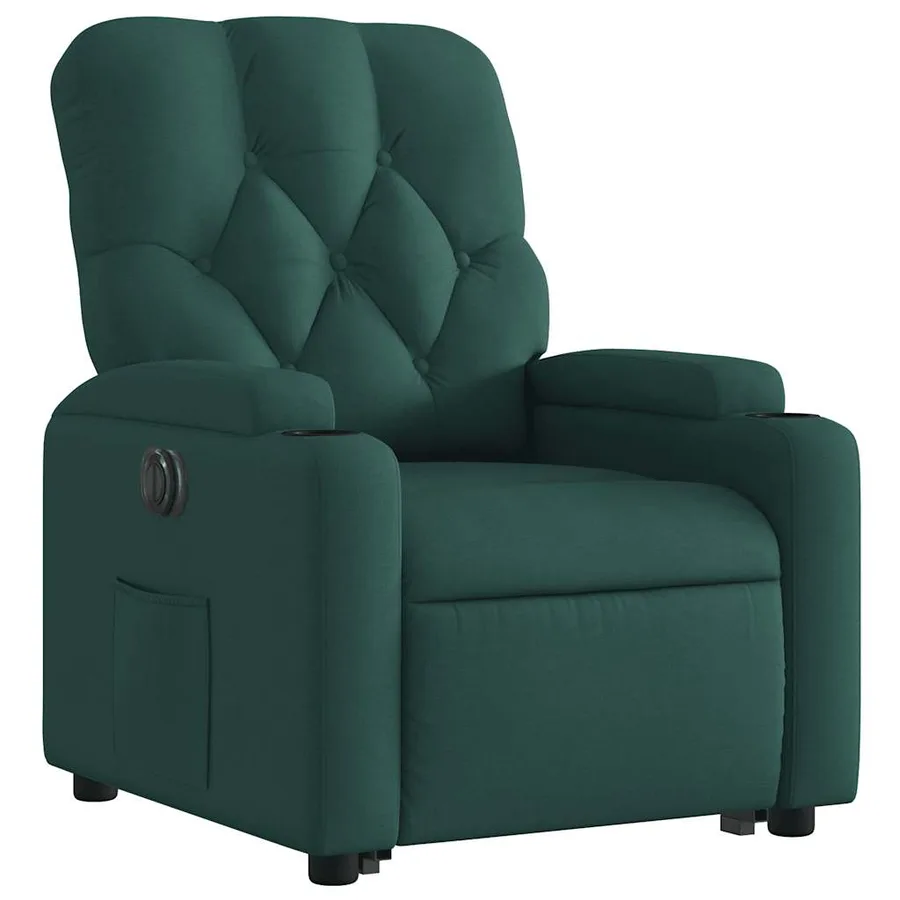 Fauteuil inclinable électrique vert foncé tissu - 4