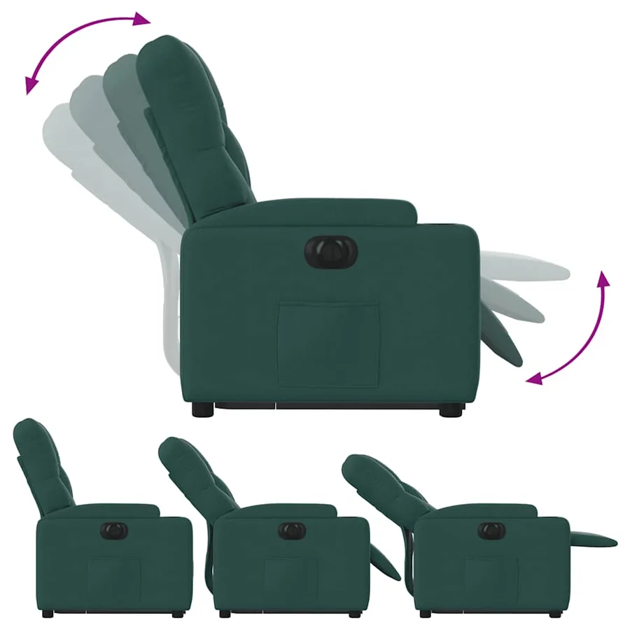 Fauteuil inclinable électrique vert foncé tissu - 7