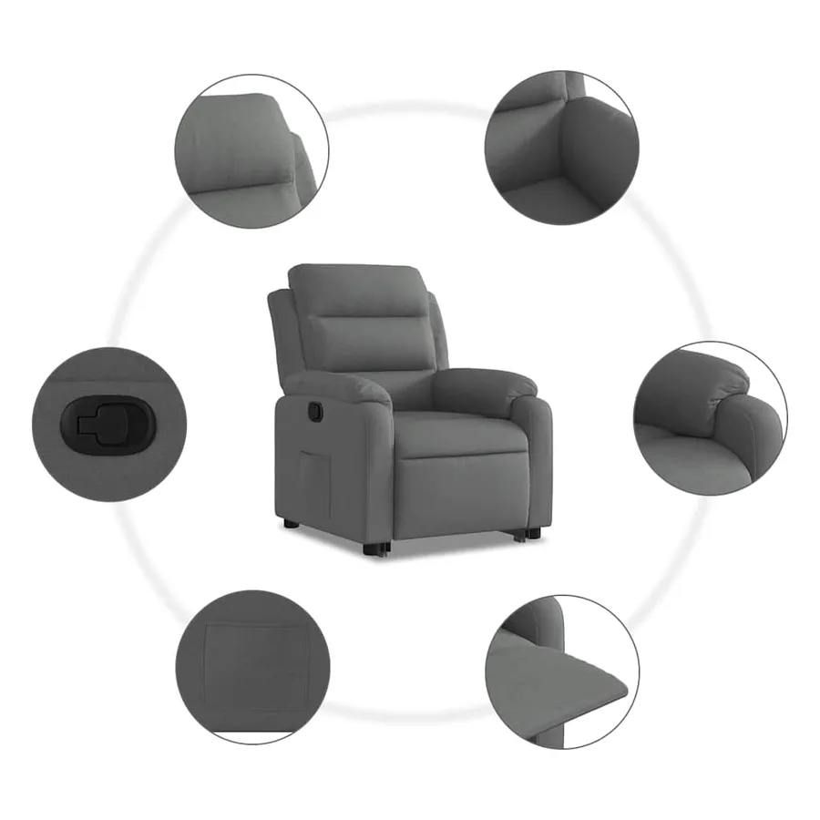 Fauteuil inclinable Gris foncé Tissu - 8