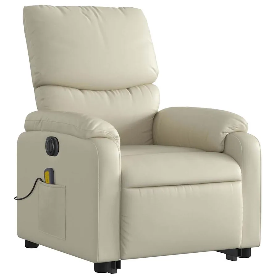 Fauteuil inclinable de massage électrique crème similicuir - 4