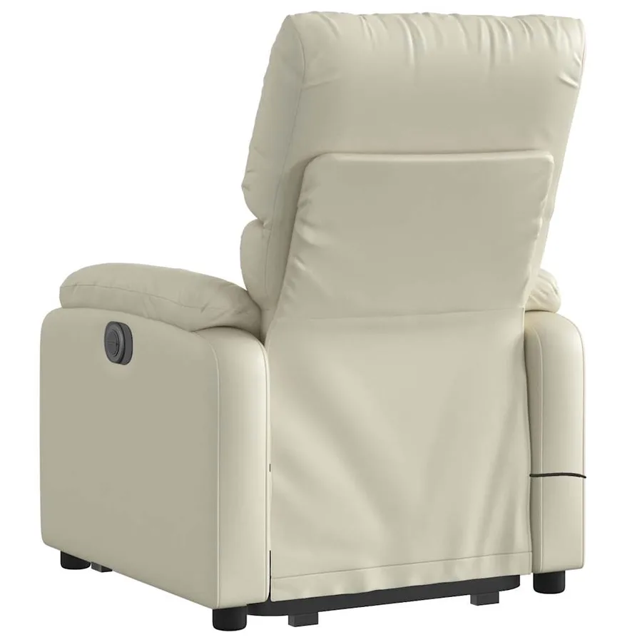 Fauteuil inclinable de massage électrique crème similicuir - 5