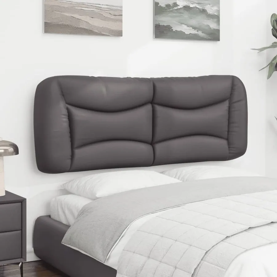 Coussin de tête de lit Hvar gris 140 cm similicuir - 4