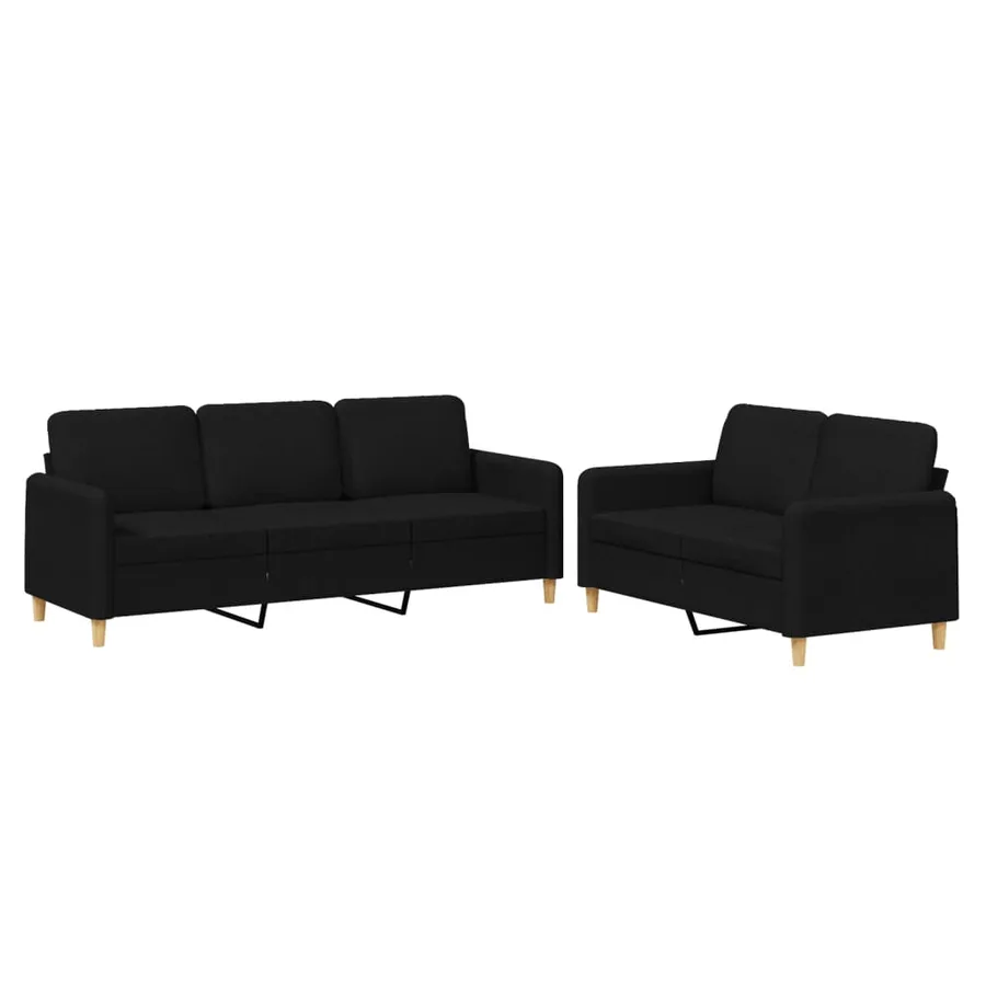 Ensemble de canapés 2 pcs avec coussins Noir Tissu - 2