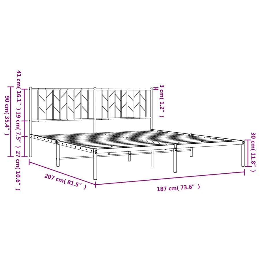 Cadre de lit métal sans matelas et tête de lit noir 180x200 cm - 10