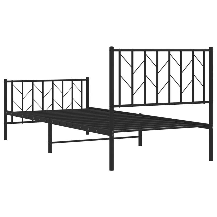 Cadre de lit métal sans matelas avec pied de lit noir 90x200 cm - 7