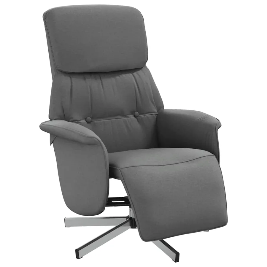 Fauteuil inclinable avec repose-pieds gris foncé tissu - 2
