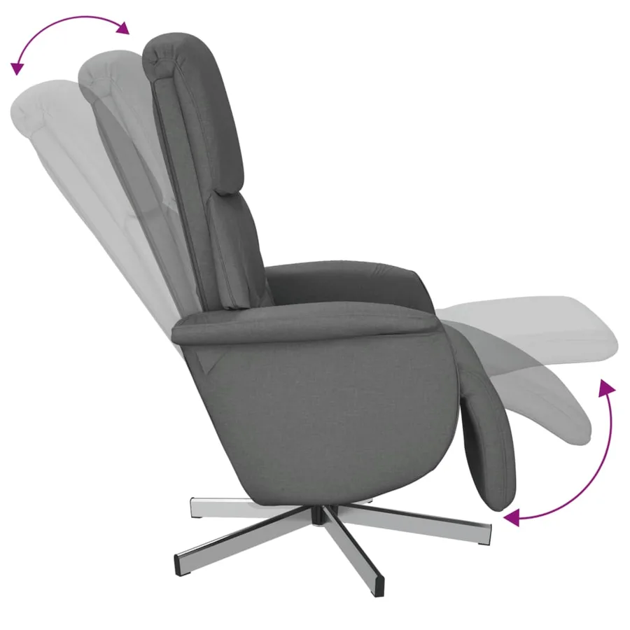Fauteuil inclinable avec repose-pieds gris foncé tissu - 6