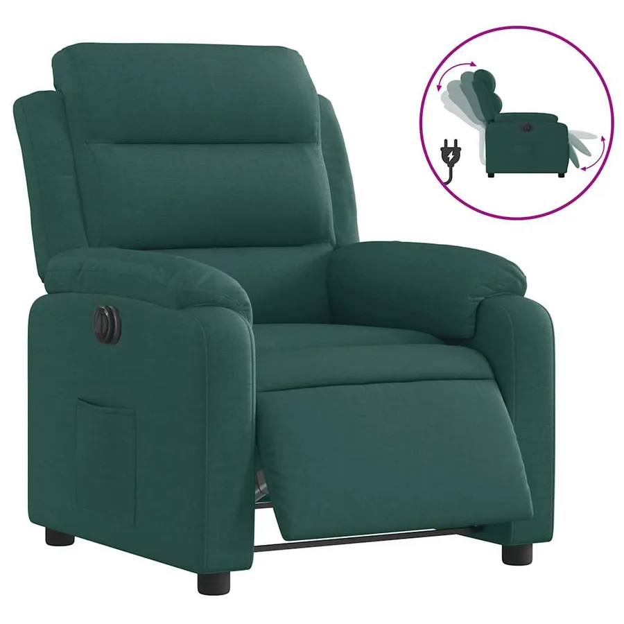 Fauteuil inclinable électrique Vert foncé Tissu - 2