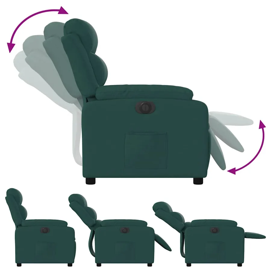 Fauteuil inclinable électrique Vert foncé Tissu - 7