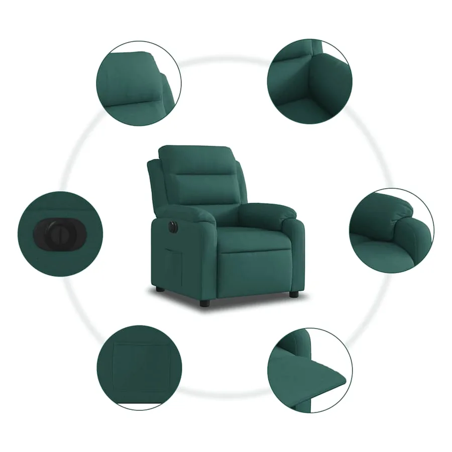 Fauteuil inclinable électrique Vert foncé Tissu - 8