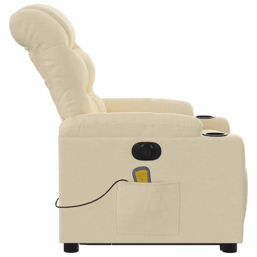 Fauteuil inclinable de massage électrique Crème Tissu - 10