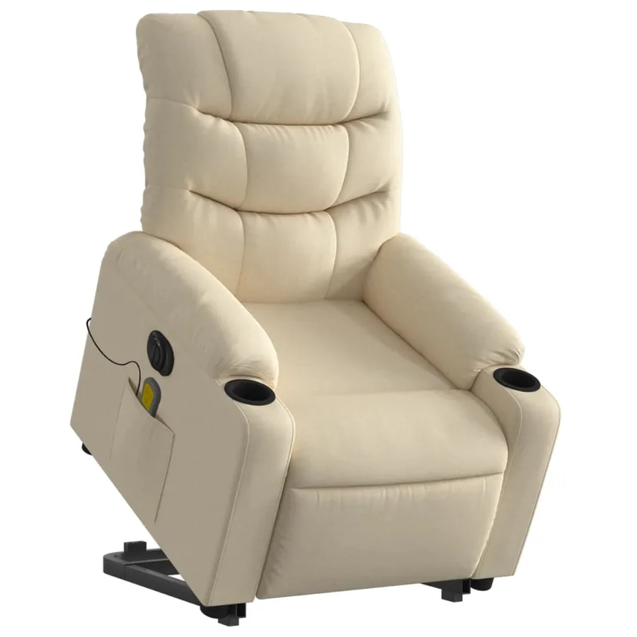 Fauteuil inclinable de massage électrique Crème Tissu - 3