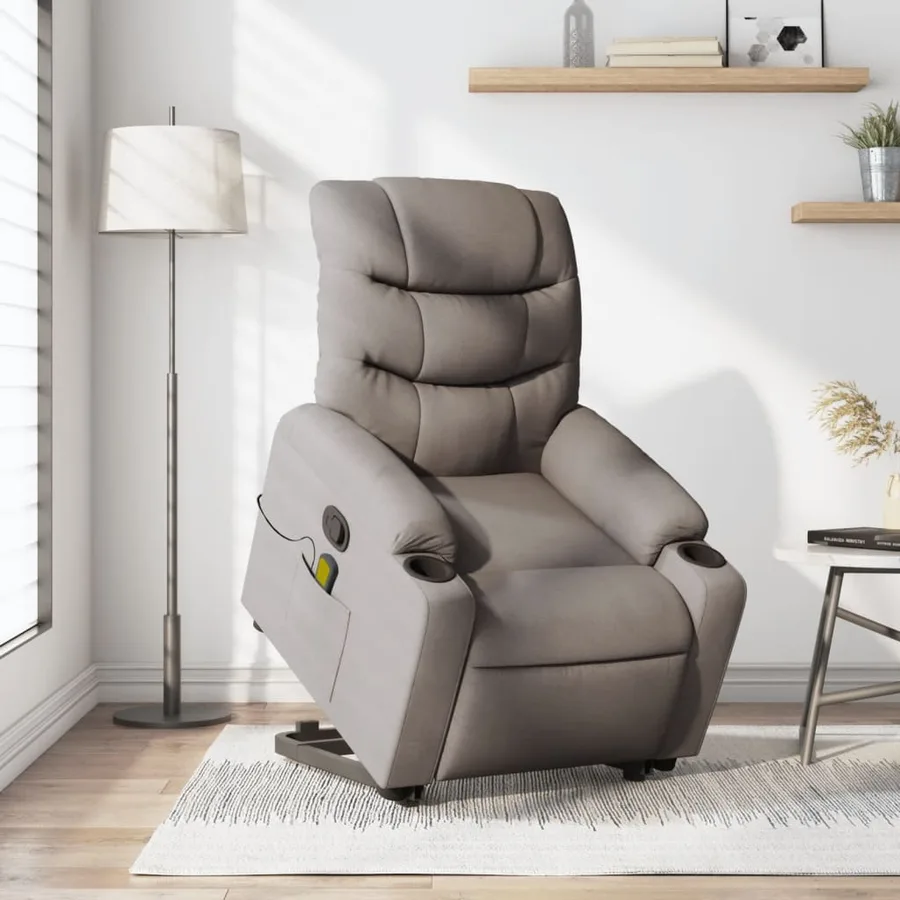 Fauteuil inclinable de massage Taupe Tissu - 15
