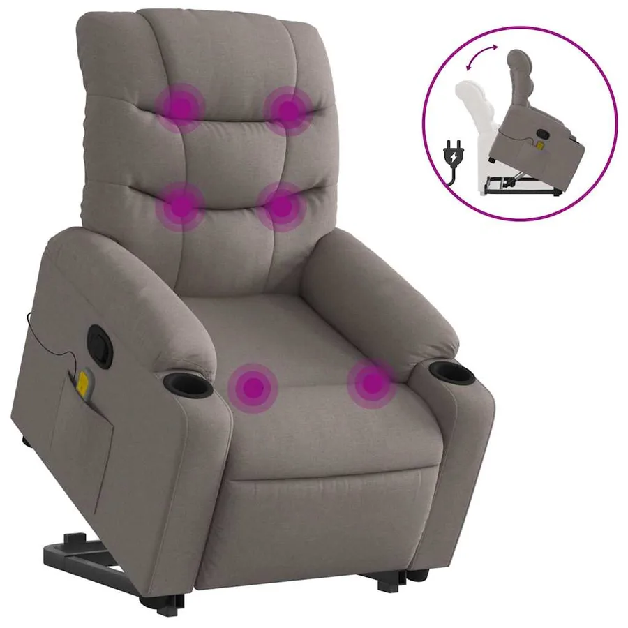 Fauteuil inclinable de massage Taupe Tissu - 2