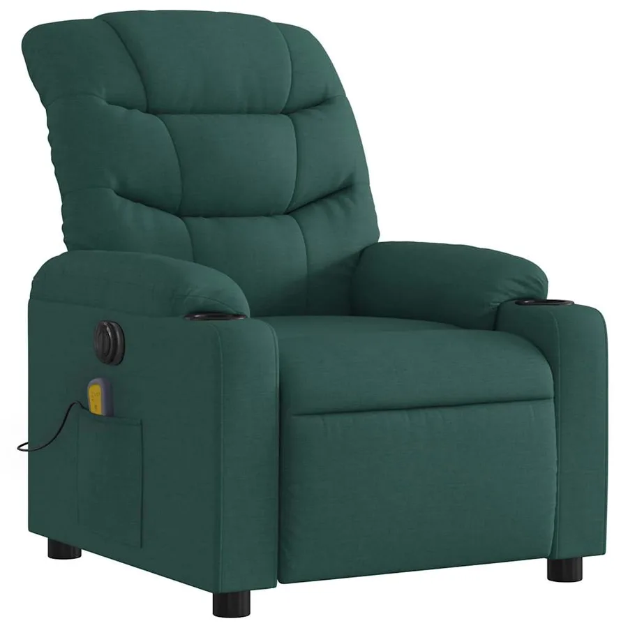 Fauteuil de massage inclinable électrique Vert foncé Tissu - 4