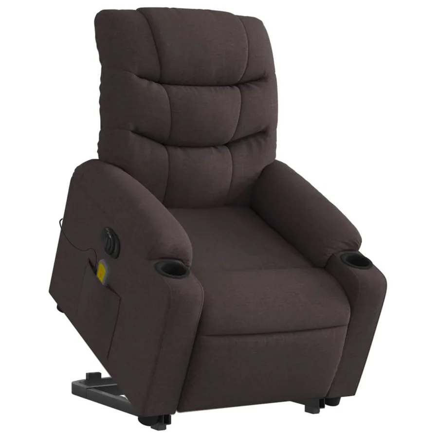 Fauteuil inclinable de massage électrique Marron foncé Tissu - 3