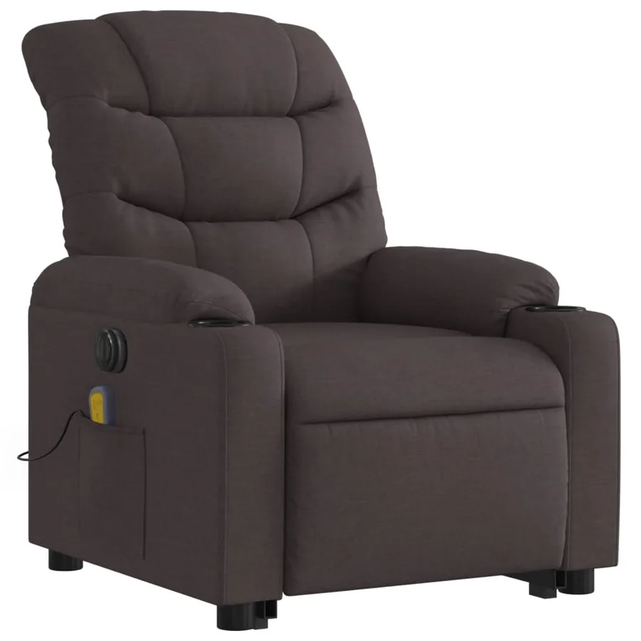 Fauteuil inclinable de massage électrique Marron foncé Tissu - 4
