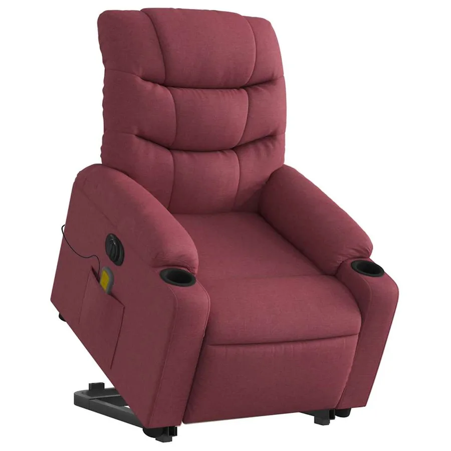 Fauteuil inclinable de massage électrique Rouge bordeaux Tissu - 3