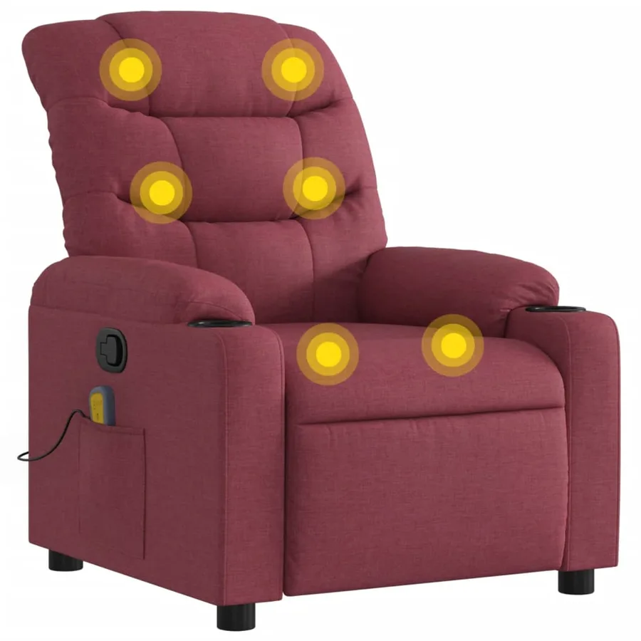 Fauteuil de massage inclinable Rouge bordeaux Tissu - 2
