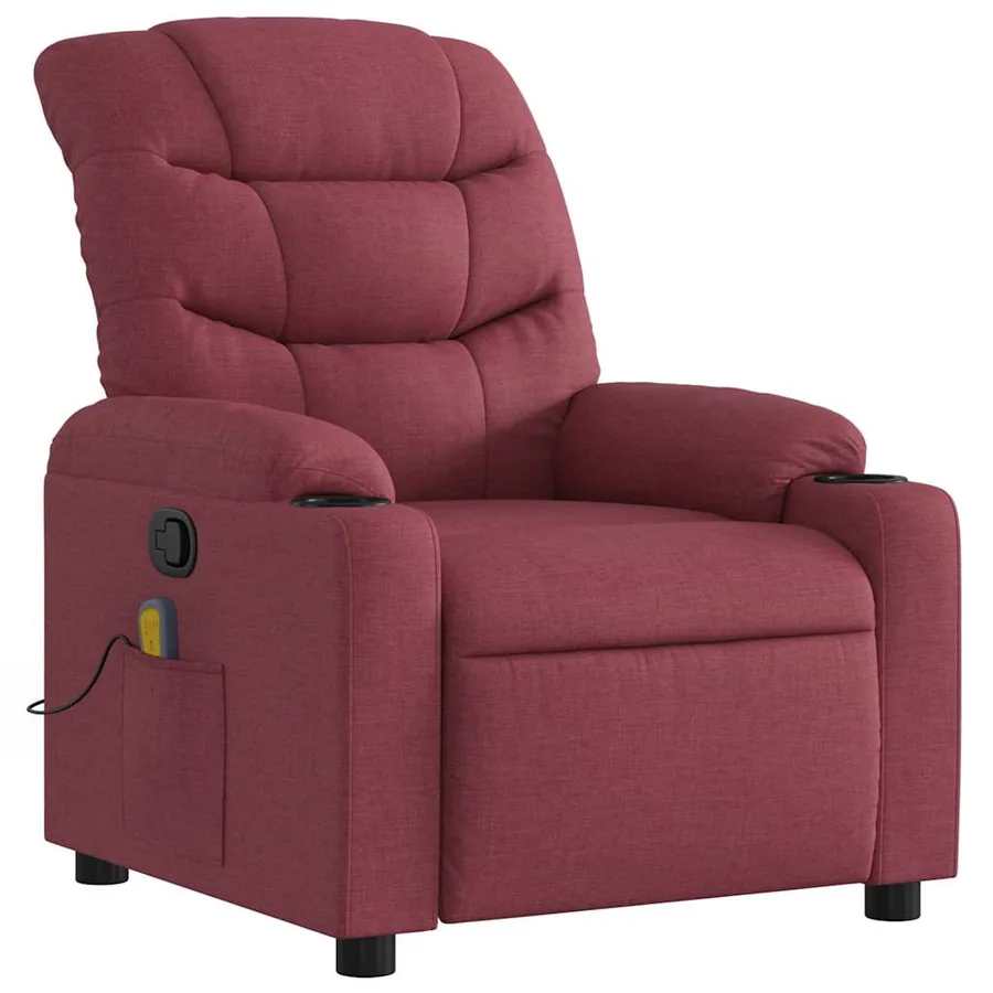 Fauteuil de massage inclinable Rouge bordeaux Tissu - 3