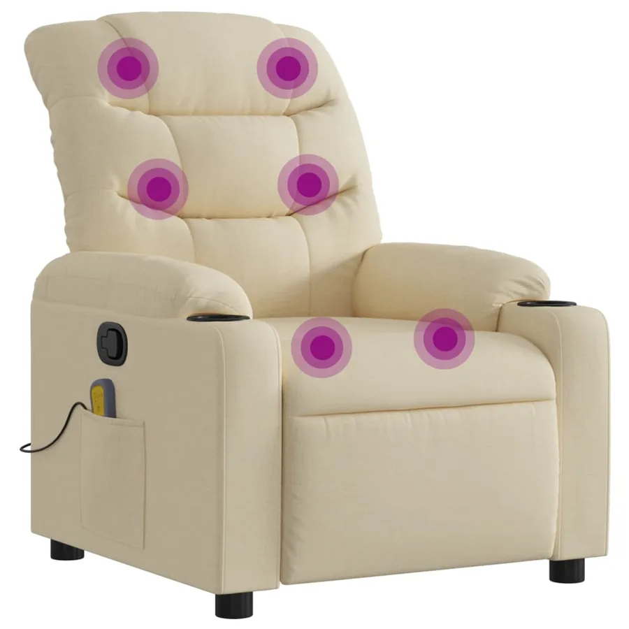 Fauteuil inclinable de massage crème tissu - 2