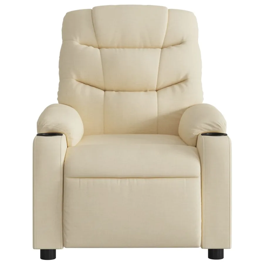 Fauteuil inclinable de massage crème tissu - 7