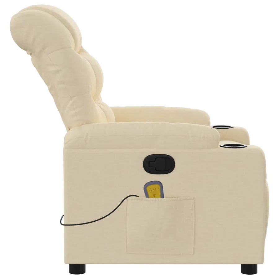 Fauteuil inclinable de massage crème tissu - 8