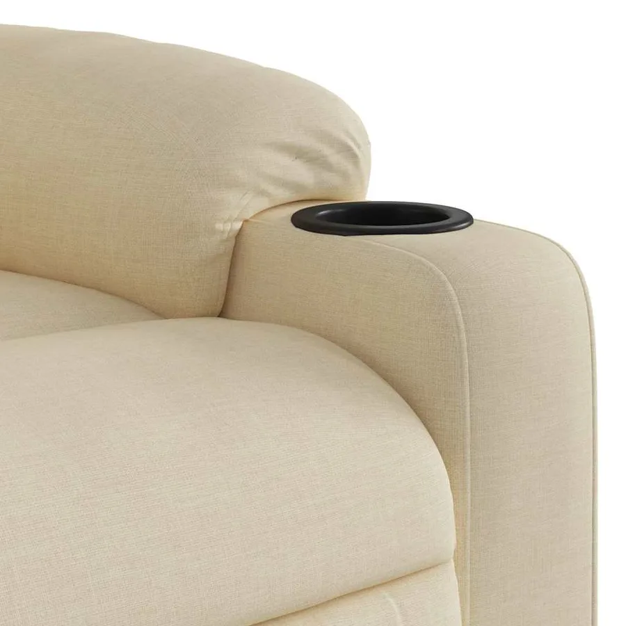 Fauteuil inclinable de massage crème tissu - 9