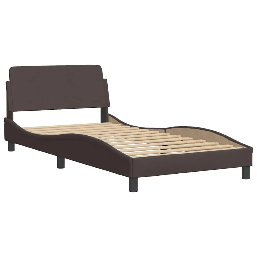 Cadre de lit Dover marron foncé 100x200 cm tissu - 3
