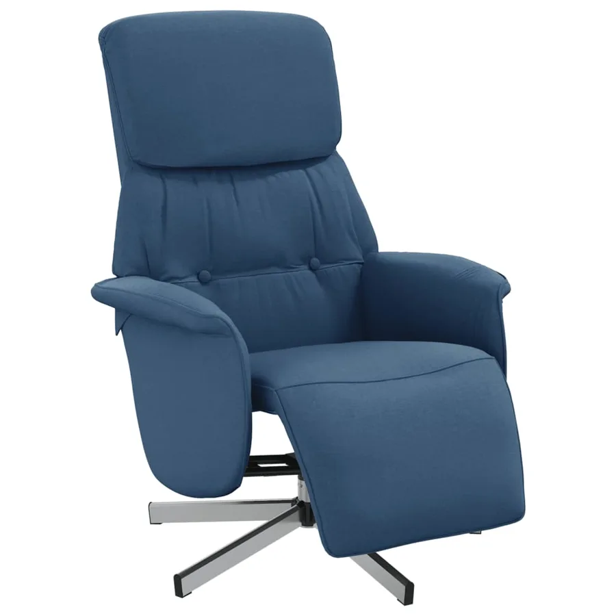 Fauteuil inclinable avec repose-pieds bleu tissu - 2