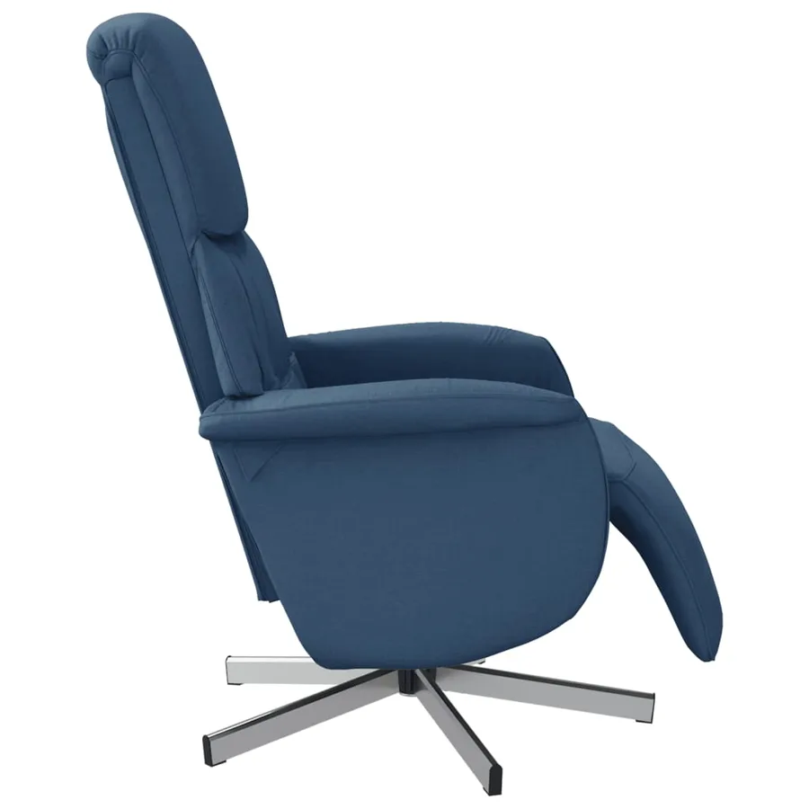 Fauteuil inclinable avec repose-pieds bleu tissu - 4