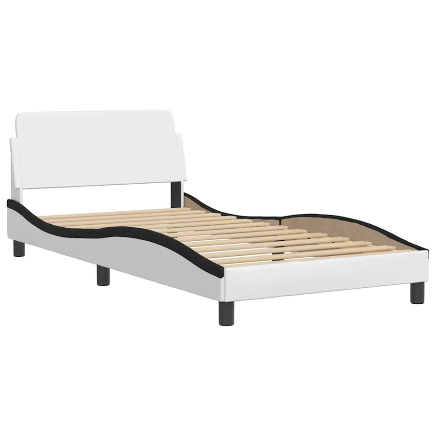 Lit avec matelas Dover blanc et noir 100x200 cm similicuir - 4