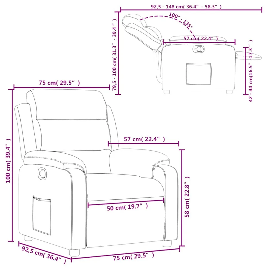 Fauteuil inclinable Marron Tissu - 11