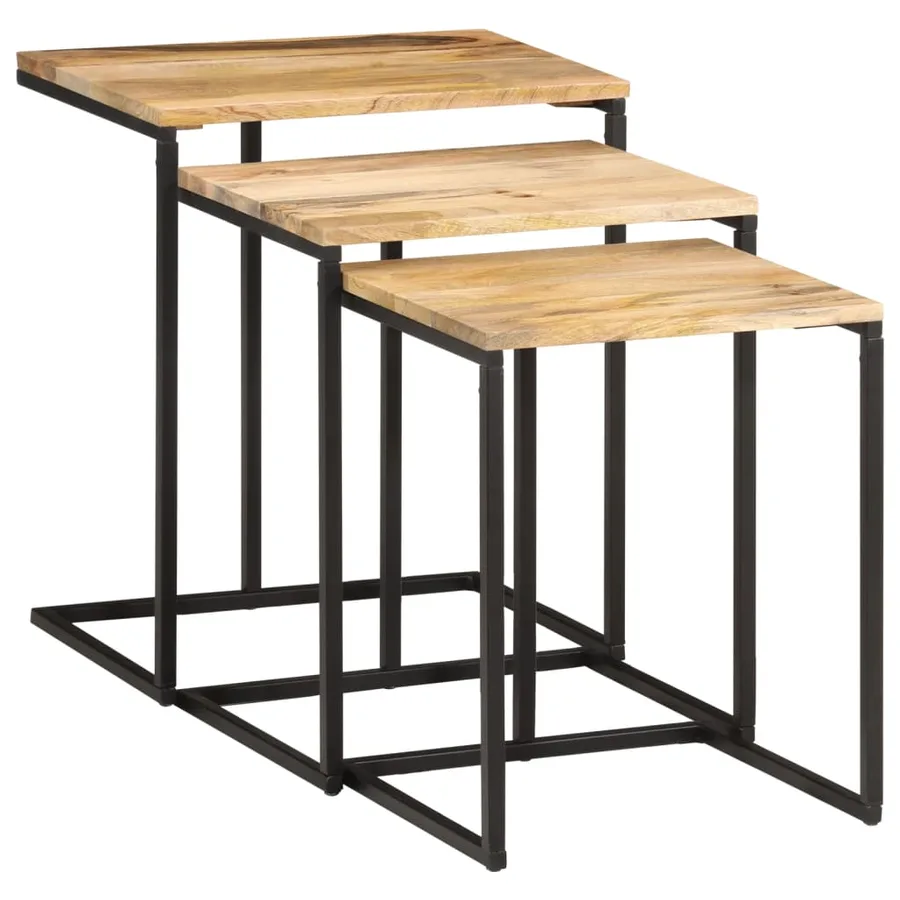 Tables gigognes 3 pcs bois massif d'acacia - 10