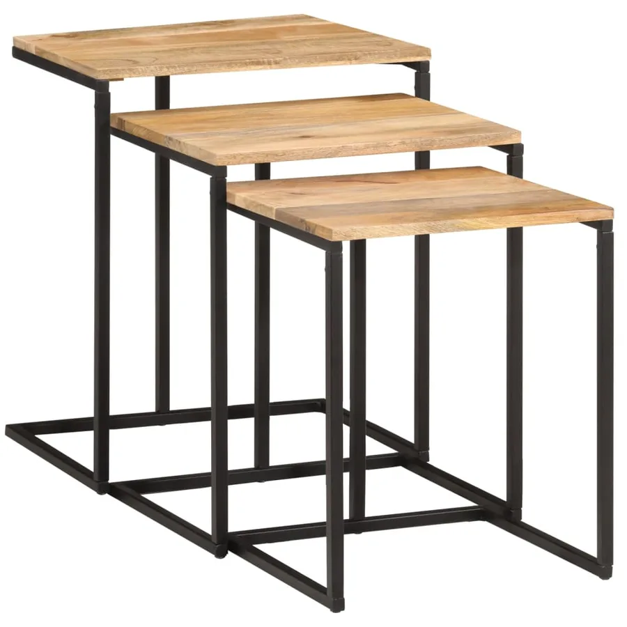 Tables gigognes 3 pcs bois massif d'acacia - 11
