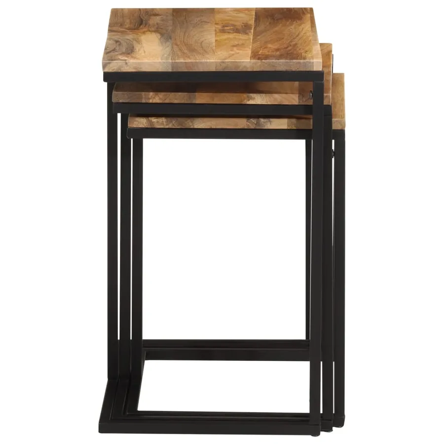 Tables gigognes 3 pcs bois massif d'acacia - 5
