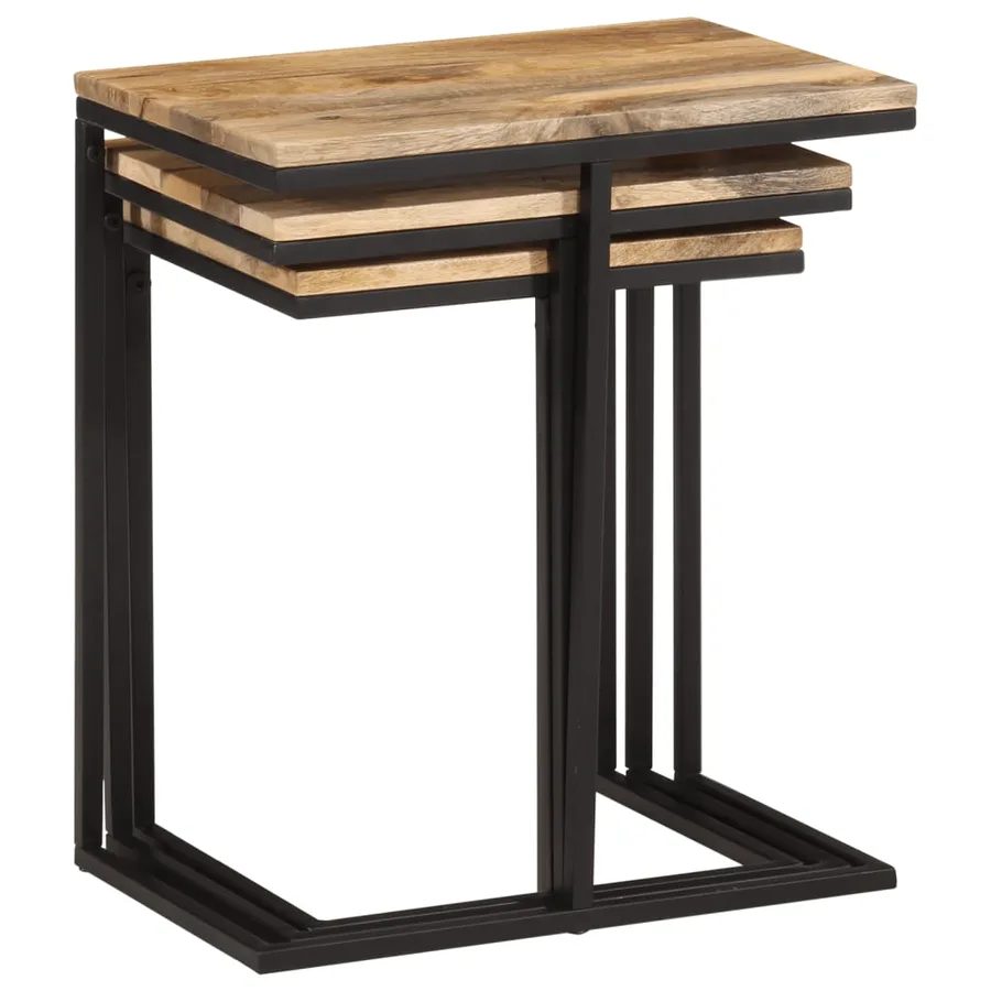 Tables gigognes 3 pcs bois massif d'acacia - 6