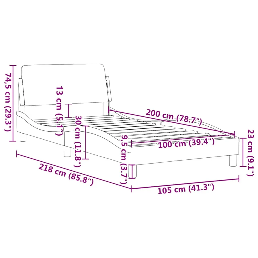 Cadre de lit avec tête de lit Dover rose 100x200cm velours - 9