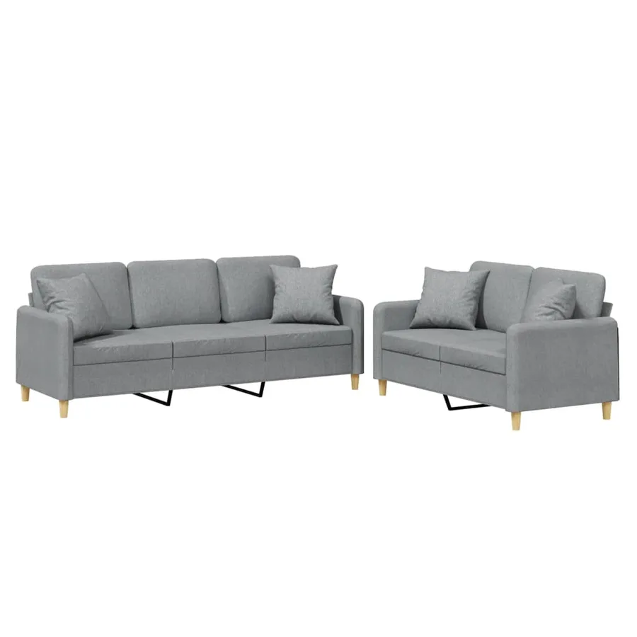 Ensemble de canapés 2 pcs coussins gris clair tissu - 2