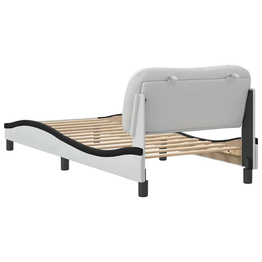 Cadre de lit sans matelas Hvar blanc et noir 90x200 cm similicuir - 6