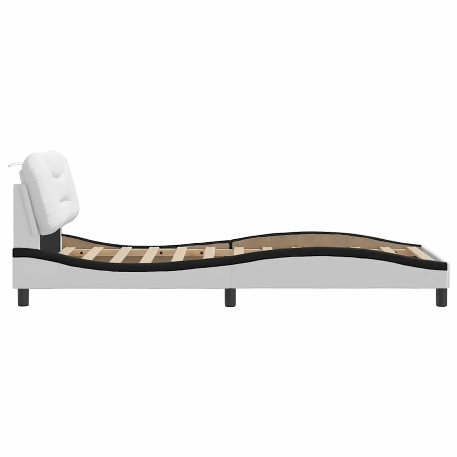 Cadre de lit sans matelas Hvar blanc et noir 90x200 cm similicuir - 7