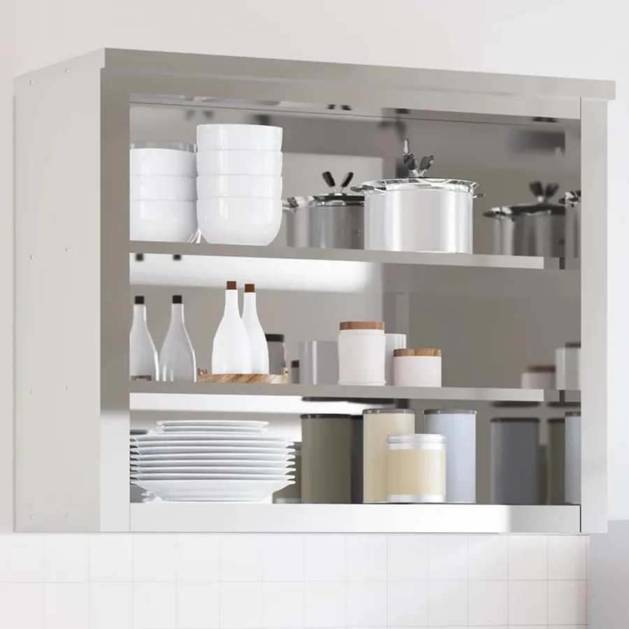 Armoire murale de cuisine avec étagères acier inoxydable