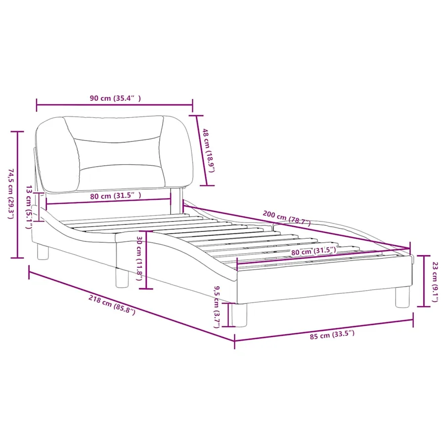 Cadre de lit sans matelas Hvar blanc 80x200 cm similicuir - 12