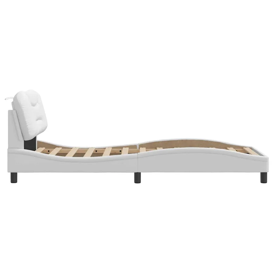 Cadre de lit sans matelas Hvar blanc 80x200 cm similicuir - 7