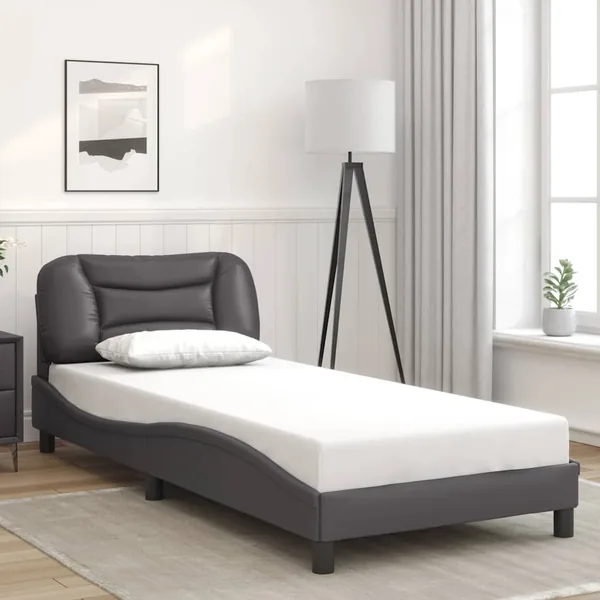 Cadre de lit sans matelas Hvar gris 90x200 cm similicuir