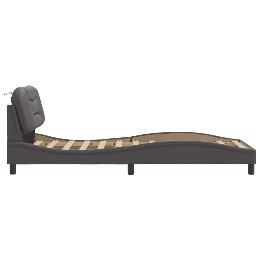 Cadre de lit sans matelas Hvar gris 90x200 cm similicuir - 7