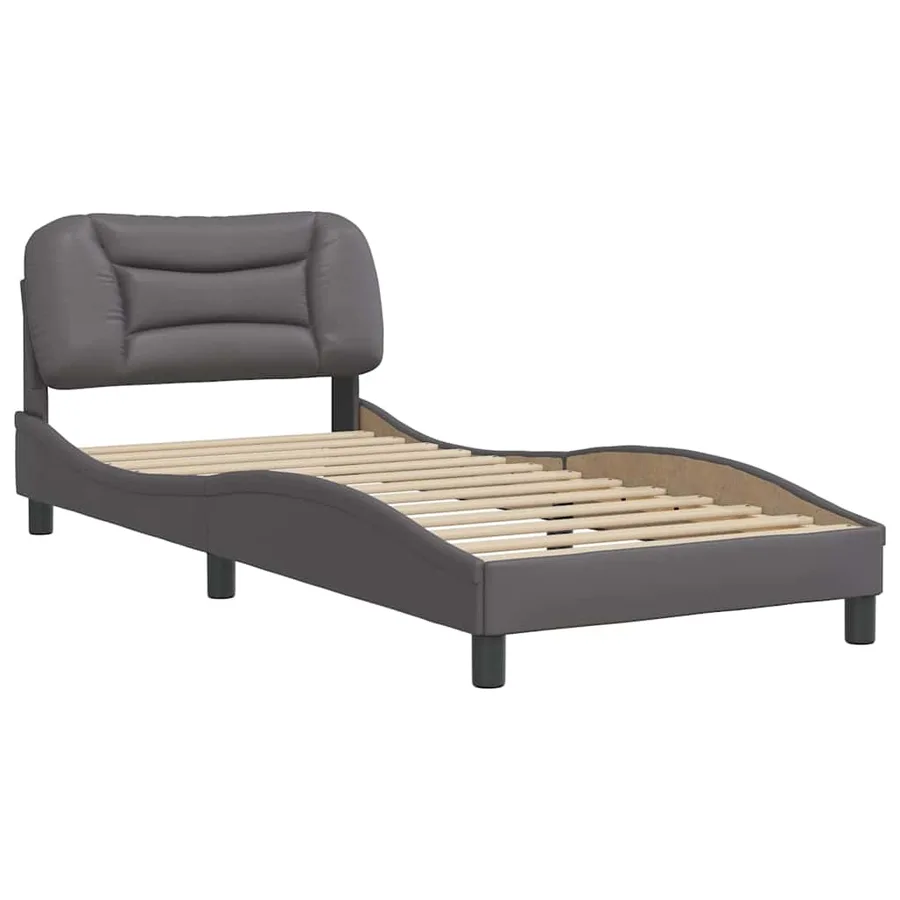 Cadre de lit sans matelas Hvar gris 80x200 cm similicuir - 3