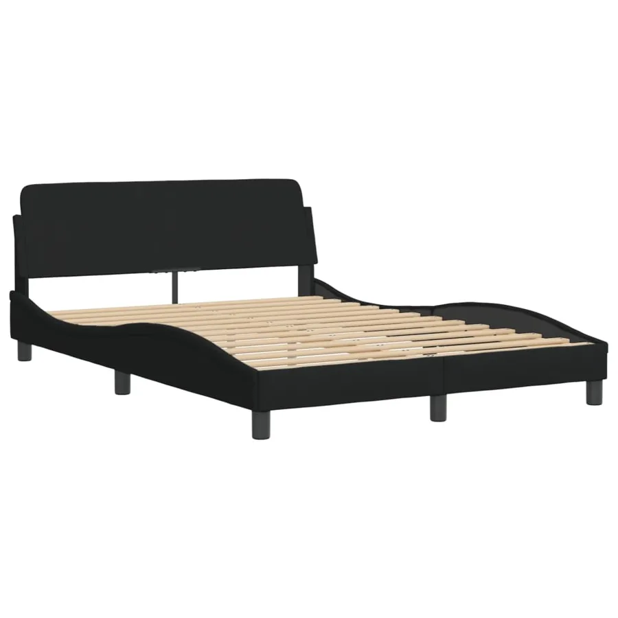 Lit avec matelas Hvar noir 140x200 cm tissu - 4