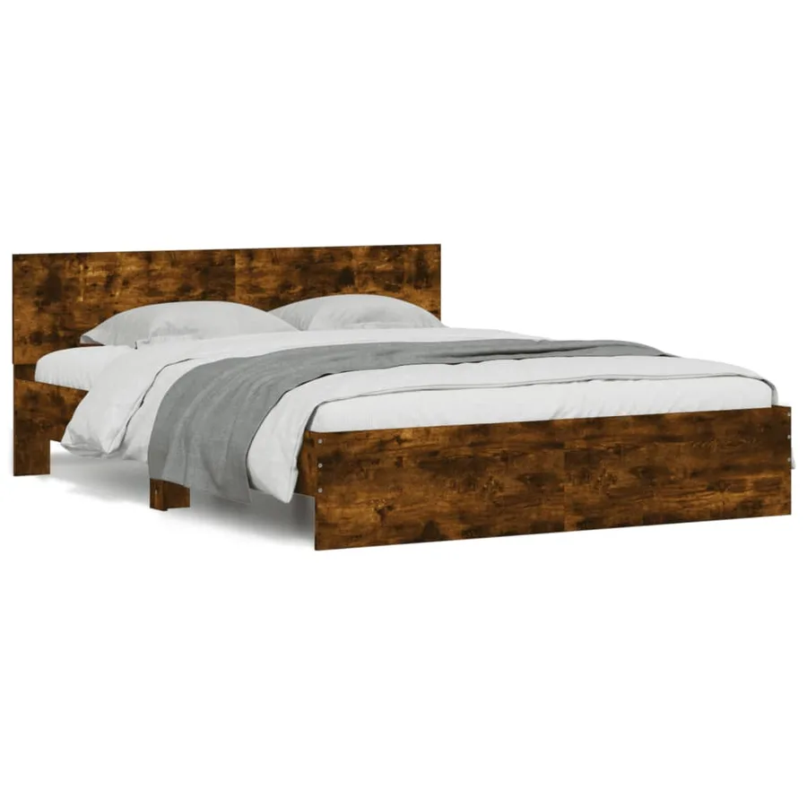 Cadre de lit sans matelas chêne fumé 140x200 cm - 2